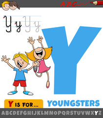 letter Y from alphabet with cartoon youngsters characters