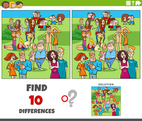 differences game with cartoon couples characters group