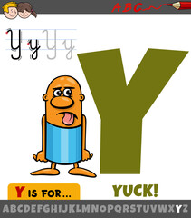 letter Y from alphabet with cartoon illustration of yuck phrase