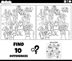 differences game with cartoon couples coloring page