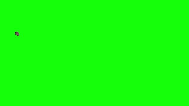 Asteroid on a green screen. Chromakey. The asteroid flies and rotates slowly on chromakey background. 4k video.
