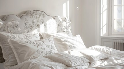 bed adorned with white bedding and pillows. Comfort and quality for restful sleep