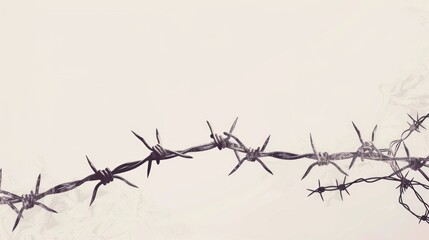 Barbed wire on white background copyspace