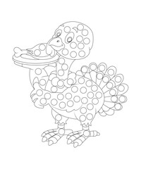 Dot thanksgiving coloring  page for kids and adults black and white coloring book page