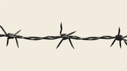 Barbed wire on white background copyspace