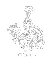Dot thanksgiving coloring  page for kids and adults black and white coloring book page
