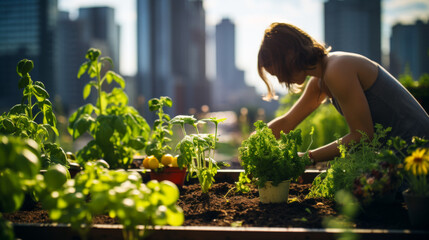 Nurturing Herb Garden on High-Rise Balcony - 768136284