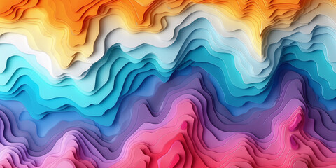 Fototapeta premium 3D background of waves of blue, pink, red colors