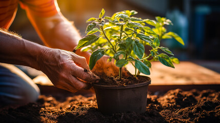 Gardening: Transplanting a Seedling - 768136895