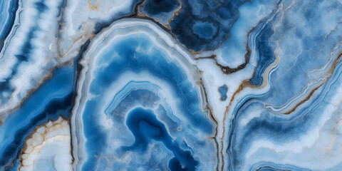 Elegant Blue Agate Stone Close-up for Luxury Design. shot capturing the intricate patterns and vibrant hues of a blue agate stone. - obrazy, fototapety, plakaty