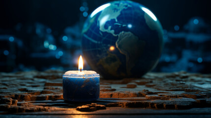 Candlelight and Globe, Environmental Awareness Concept - 768137051
