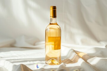 White wine bottle isolated on plain white background, standing alone for a clean and elegant look