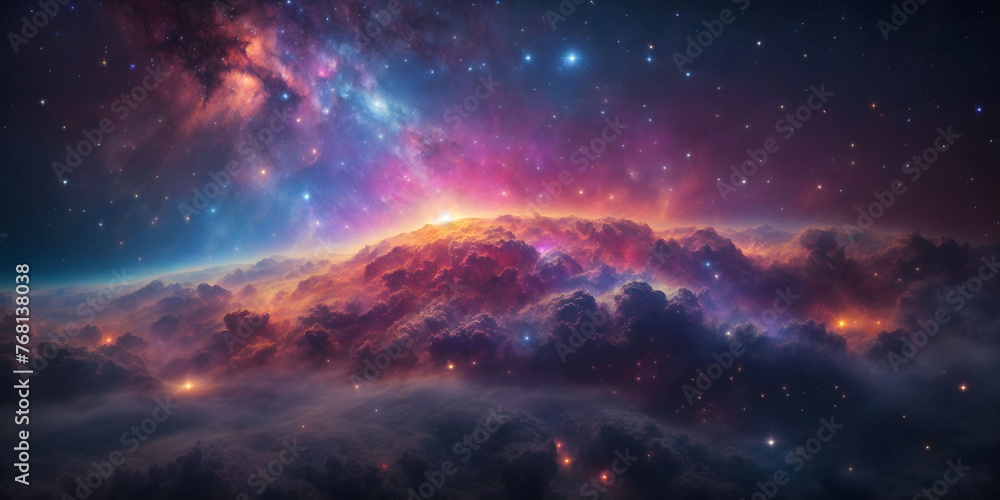 Canvas Prints a mesmerizing image of a spiral galaxy surrounded by a cloud of stars, capturing the vastness and wo