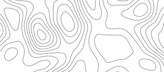 Abstract topographic map patterns, topography line map. The black on white contours topography stylized height of the lines. cotour map and line terrain path. Linear graphics. Vector illustration.  - obrazy, fototapety, plakaty
