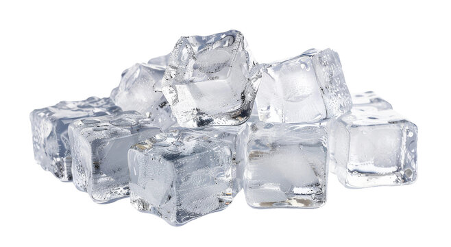 Ice cubes isolated from white or transparent background