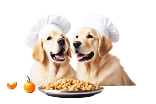 pets golden s puppy isolated food retriever white funny background chef hat dog cook animal pet baby breed domestic labrador little paw pedigreed purebred sitting small young bowl cap diet dinner dry