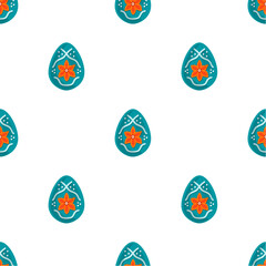 Illustration on theme seamless celebration holiday Easter with hunt colorful bright eggs