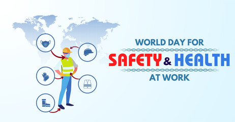 World Day for Safety and Health at Work. Campaign or celebration banner design