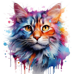 watercolor cat clipart sticker