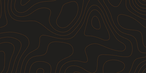 Abstract wave background. Topographic pattern background. Brown curve lines on chocolate color background