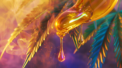 Colourful 3D dripping golden honey - obrazy, fototapety, plakaty