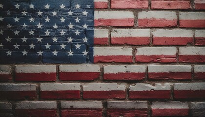  Flag of USA painted on brick wall