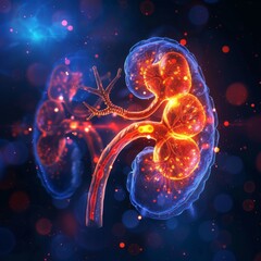 a healthy kidneys shining biological concept background.