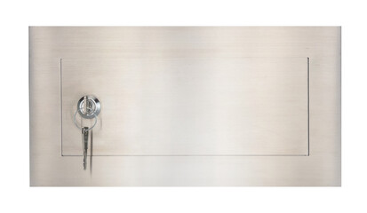 Stainless Steel Mail Slot with Key on White