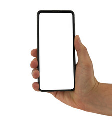 Hand Holding Smartphone with Blank Screen