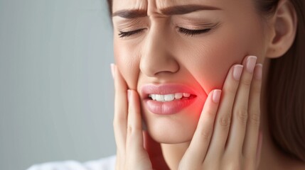 Healthcare, dental health and problem concept - unhappy woman suffering from toothache. sensitive tooth, decay problem, bad breath.