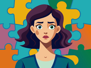 Young puzzled, doubtful, confused woman thinking, trying to find solution, worried expression on his face, concept - Sorry, don't know how it happened. Copy space.