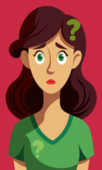 Young puzzled, doubtful, confused woman thinking, trying to find solution, worried expression on his face, concept - Sorry, don't know how it happened. Copy space.