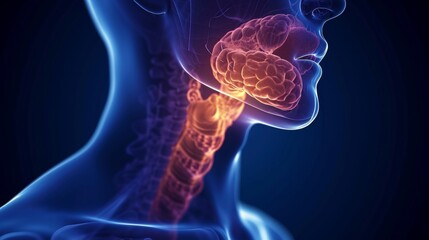 illustration of the growth of adenoids breathing problems. Nasal and throat, nasopharynx diseases. Adenoids diagnosis and treatment medical.