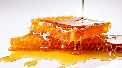 Honey in honeycombs on a white background. Passover.