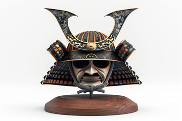egyptian mask 







A samurai helmet sculpture on wooden base, simple background, blender rendering, 3d render, octane render, high resolution photography, insanely detailed, fine details, isolated 