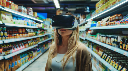 Fototapeta premium Interactive Virtual Grocery Shopping Experience Enhanced by VR Technology