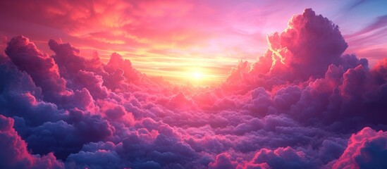 Abstract nature background, beautiful purple pink cloudy sky at sunset