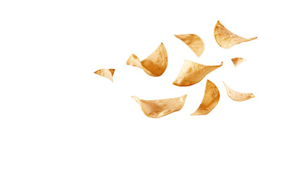 Fototapeta premium Flying mexican nachos chips, isolated on transparent or white background.