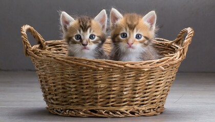 Fototapeta na wymiar cute kittens in a wicker basket 23.jpg, cute kittens in a wicker basket
