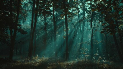 Fototapeta premium Dark forest on the black tree 