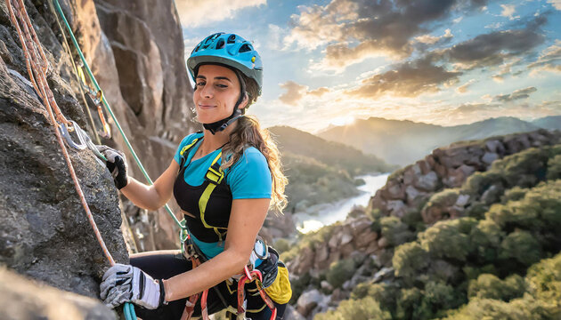 donna arrampicata sport corde imbracatura 