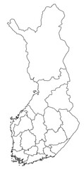 Outline of the map of Finland with regions