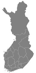 Outline of the map of Finland with regions - obrazy, fototapety, plakaty