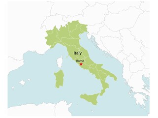 Outline of the map of Italy with regions