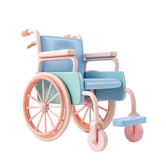 Fototapeta na wymiar 3D Icon Wheelchair, Clay Render, Pastel Color