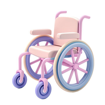 3D Icon Wheelchair, Clay Render, Pastel Color