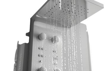 Water gushes out of the shower head, creating a mesmerizing display of flowing liquid