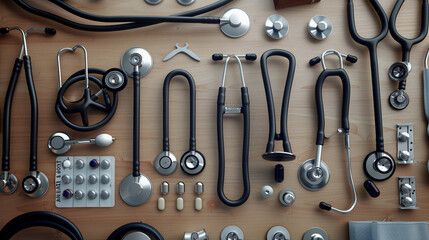 Array of Diagnostic Tools for Medical Examination - obrazy, fototapety, plakaty