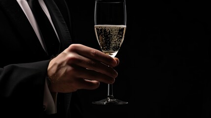 Elegant Celebration: Man Holding Champagne Glass
