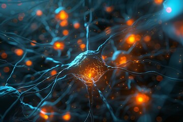 a close up of a nerve cell - obrazy, fototapety, plakaty